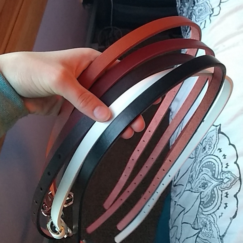 5 pack womens thin belts various colors